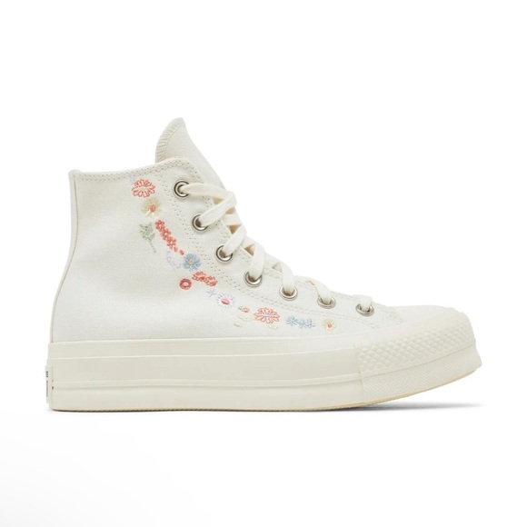 Converse Chuck Taylor All Star Lift Platform Embroidered Floral - Egret Size 5 - Picture 1 of 9